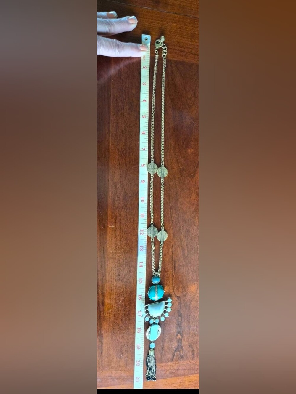 Stella & Dot Totem Tassle Turquoise Pendant Versatile 3 Looks In 1. - Picture 4 of 7